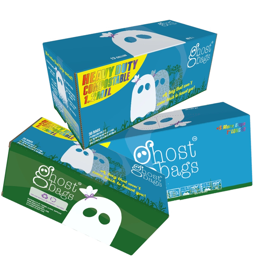 Ghost Bags - 100% Home Compostable & Biodegradable Garbage Bags, Plastic-free alternative, Microplastic-free