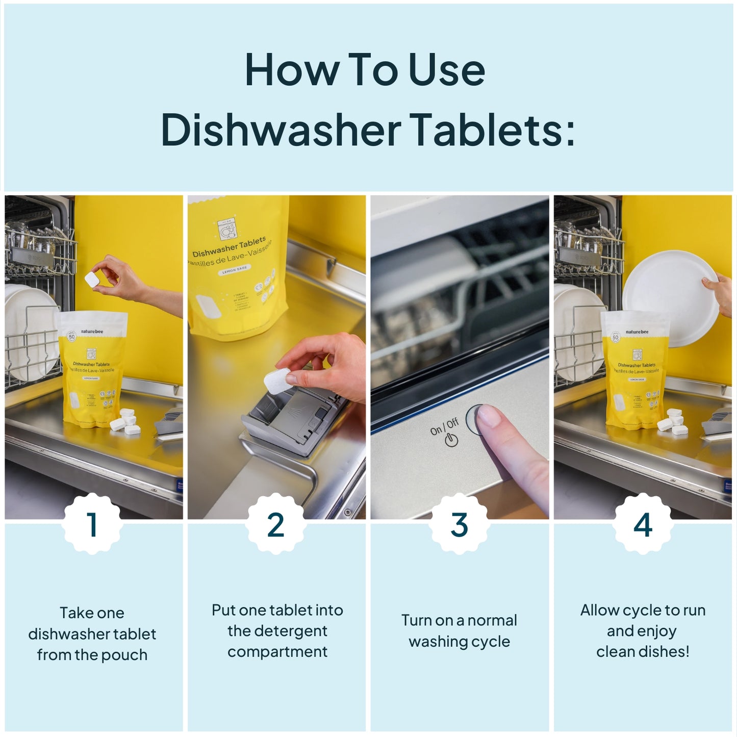 Naked Dishwasher Detergent Tablets - No Polymer Wrapping, PVA-free, Antibacterial, Natural, Vegan, Fragrance-free