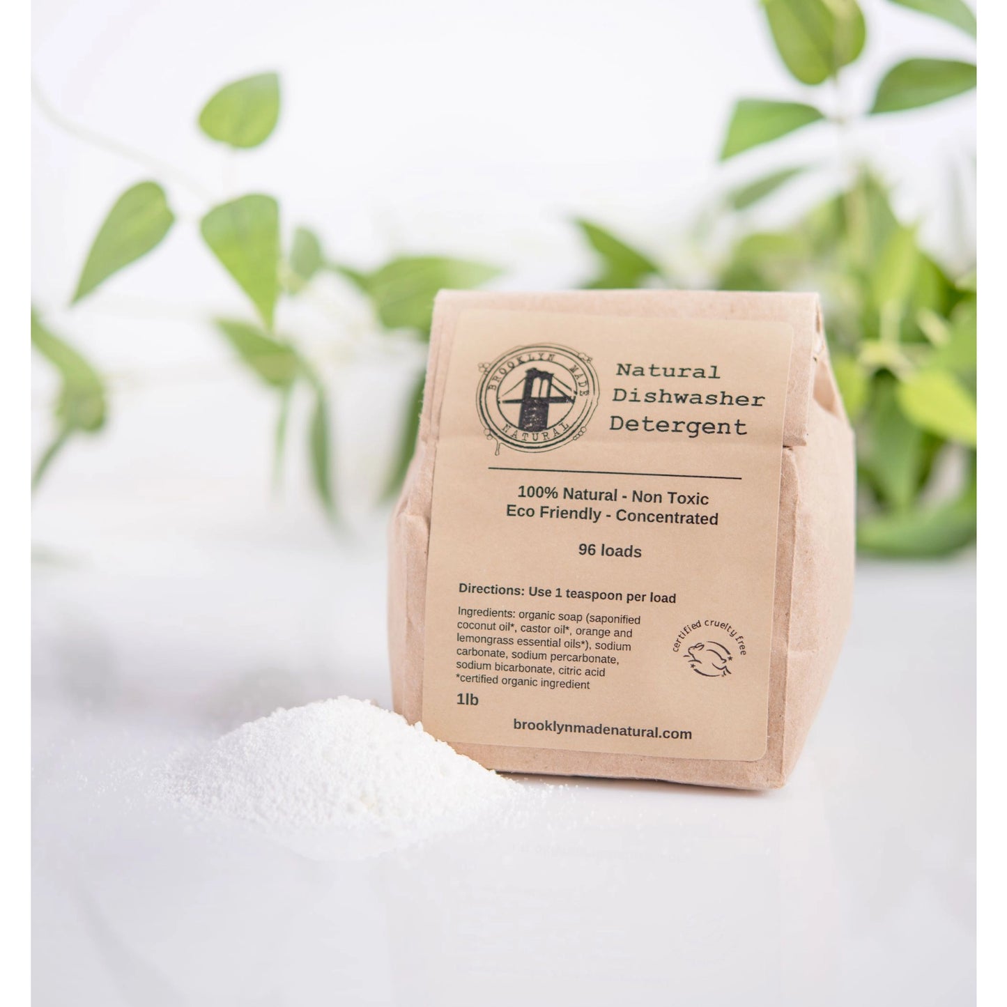 Dishwasher Detergent Powder - Non-toxic, Vegan, Antibacterial, Plant-based, Chemical-free